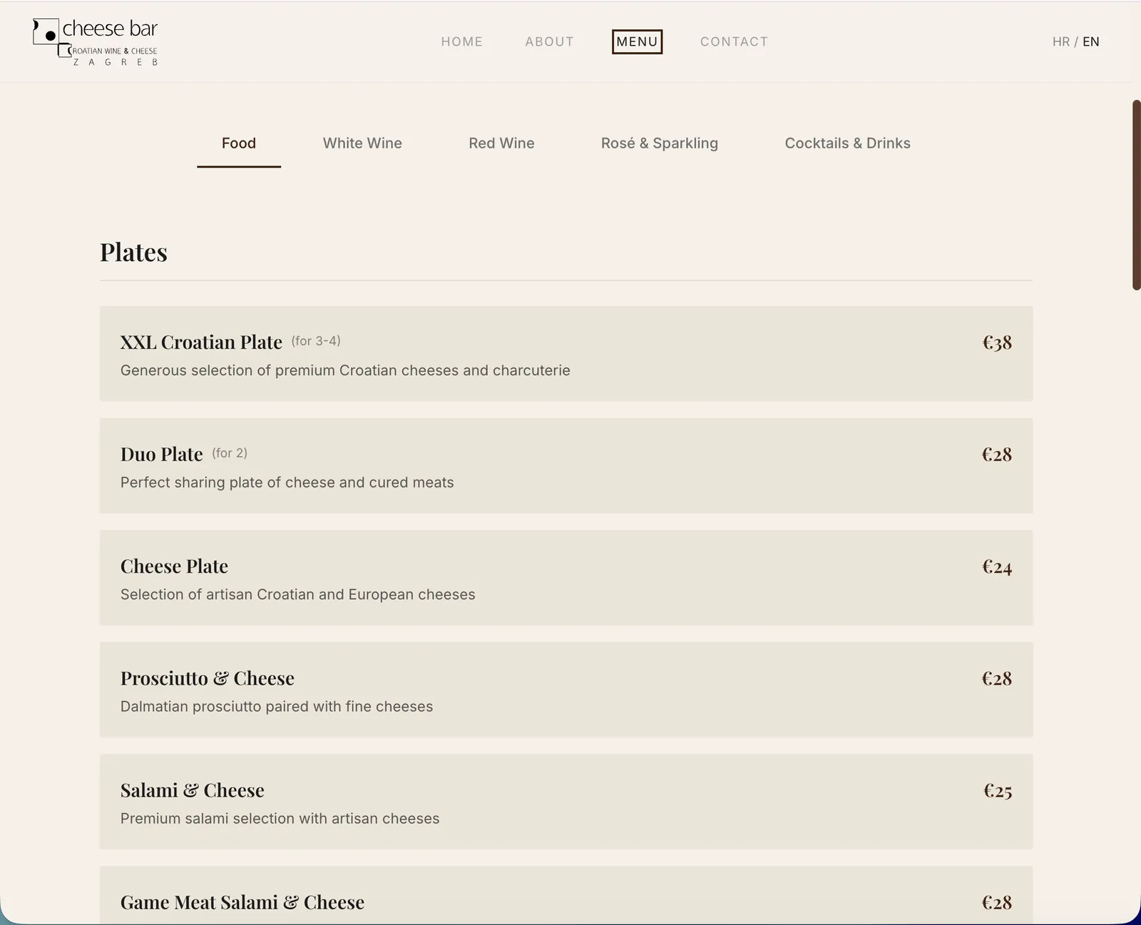 Menu Page